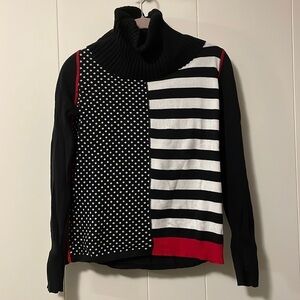 Alberto Makali Fun Half Striped Contrasting Dotted Turtle Neck Sweater 💯Cotton